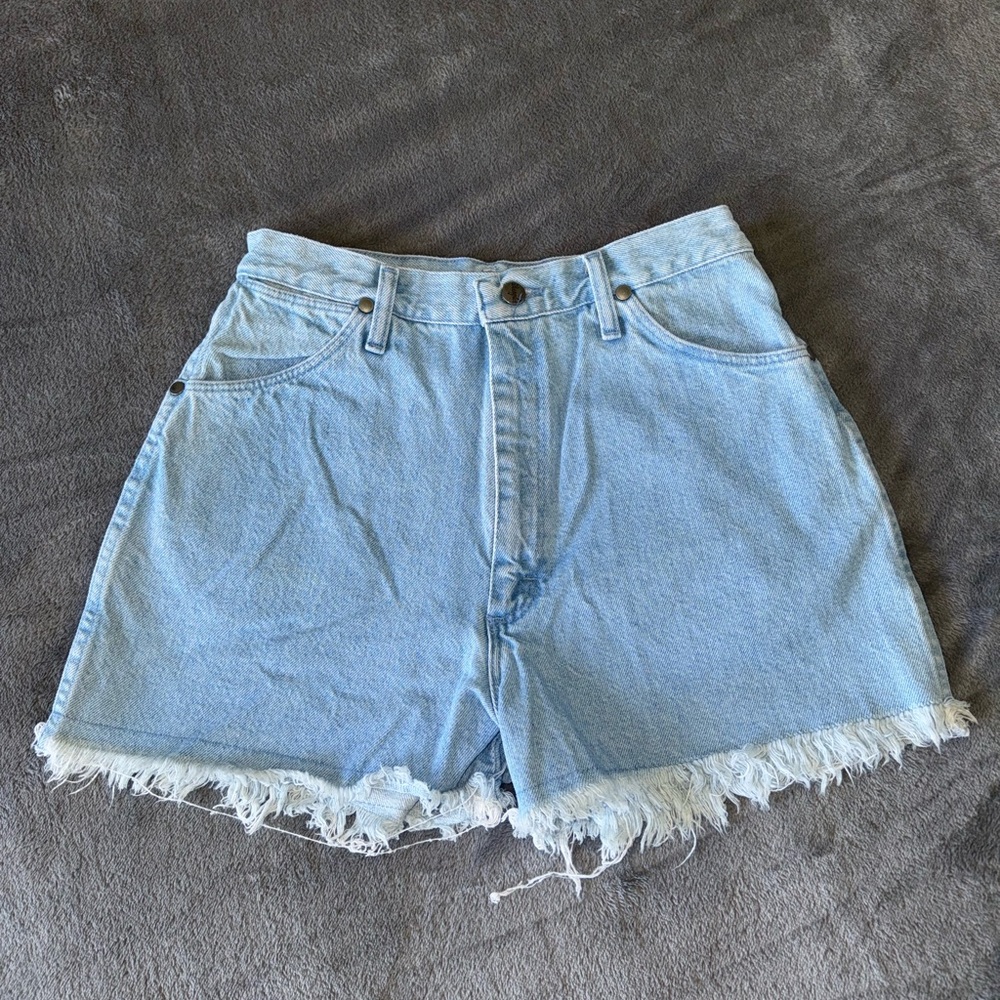 Wrangler Light Blue Frayed Jean Shorts